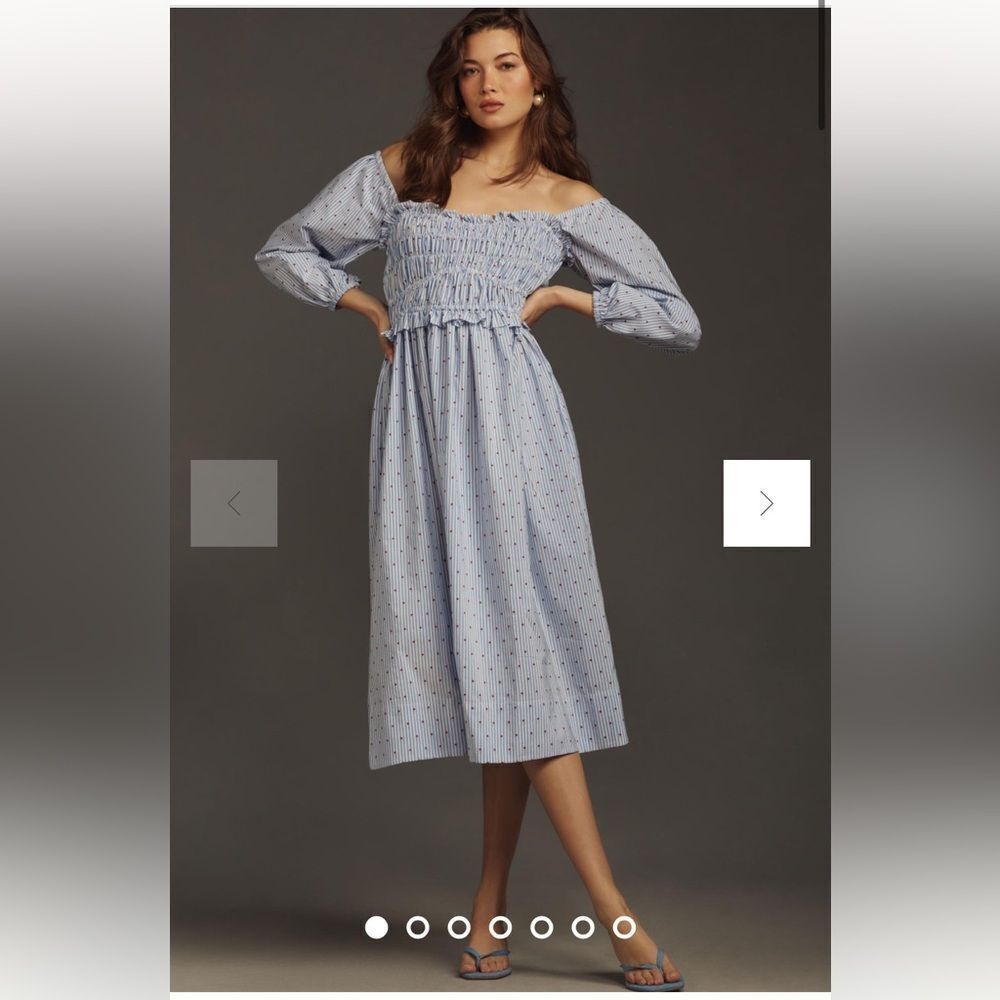 By Anthropologie Maeve Smocked Midi Dress size Small